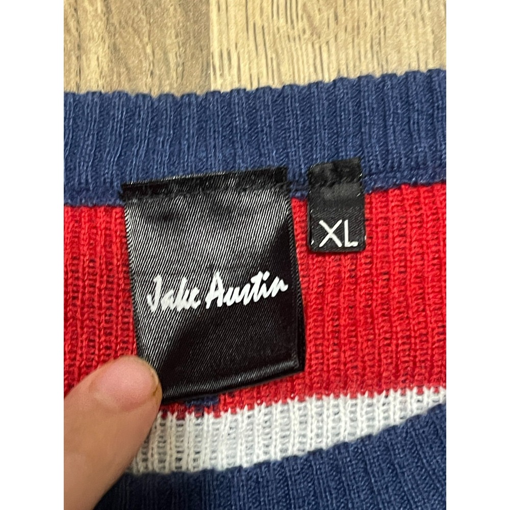Jake Austin Sweater, Men's XL, Red White Blue, Long Sleeve, Pullover, Allover